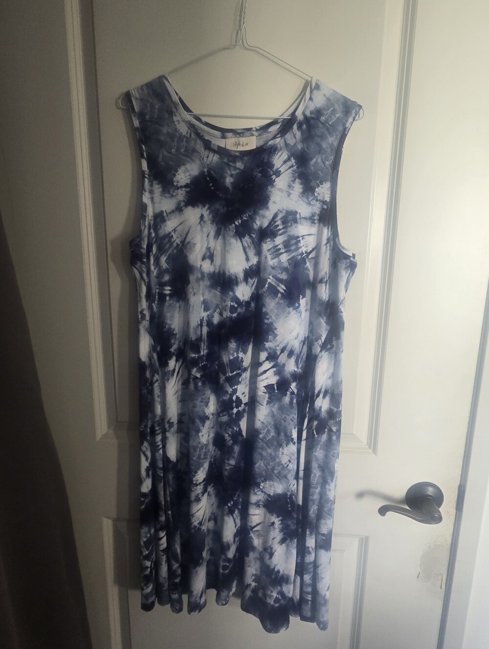 Style & Co. Navy and White Tie-Dye Midi Dress